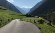 Alpine Road Zillergrund Valley in summer