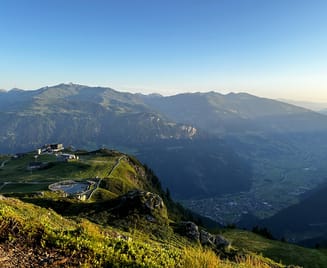 Sunrise at Ahorn with a view of Mayrhofen in the Zillertal
