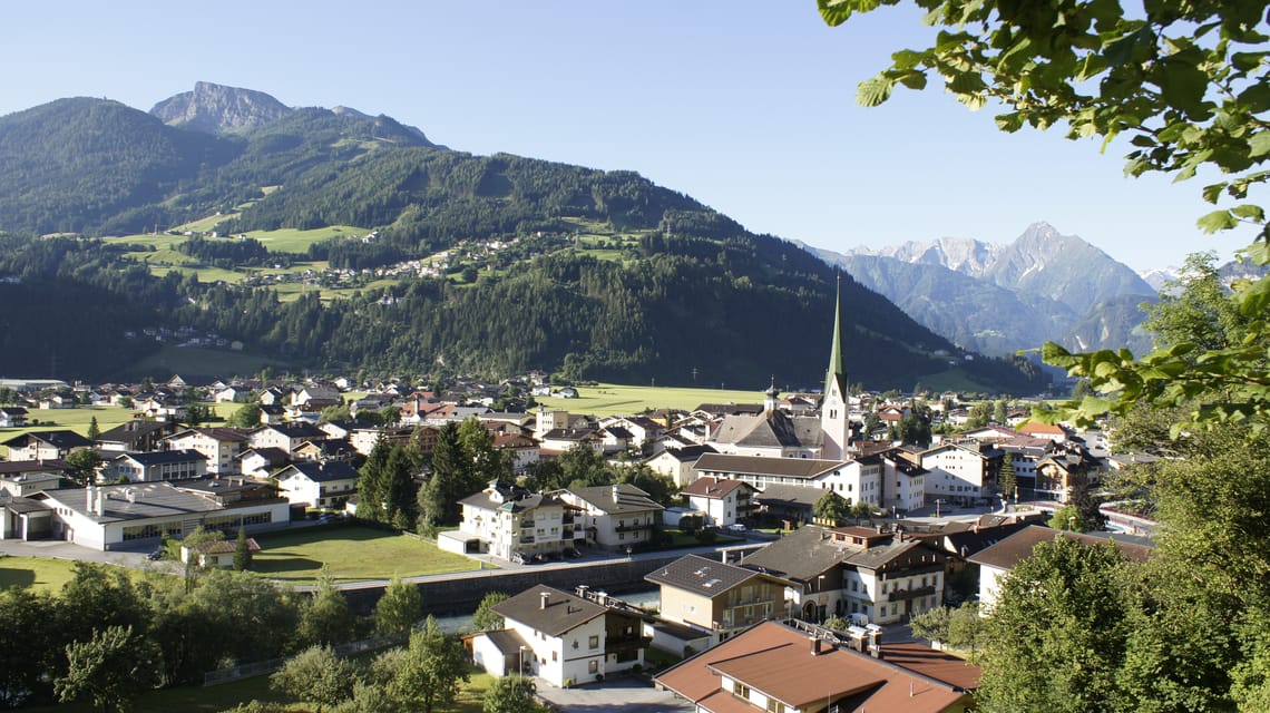 View of the town of Zell am Ziller in summer