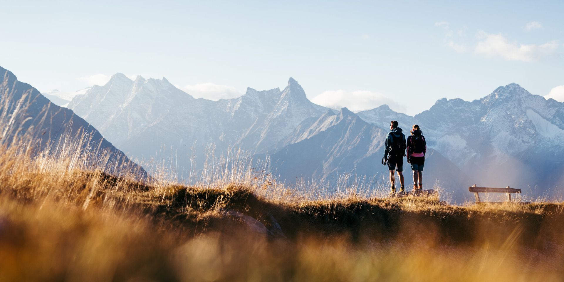 Couple on an autumn hike in the Zillertal