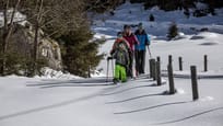Familie beim Schneeschuhwandern in Ginzling