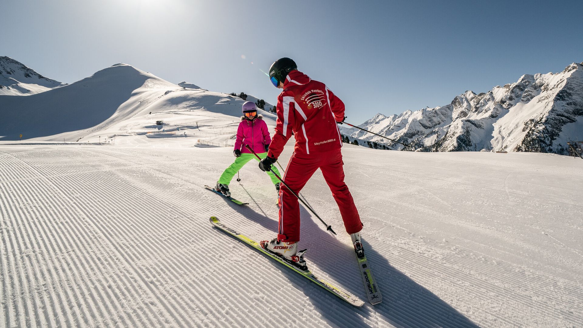 Ski lesson on Mount Ahorn