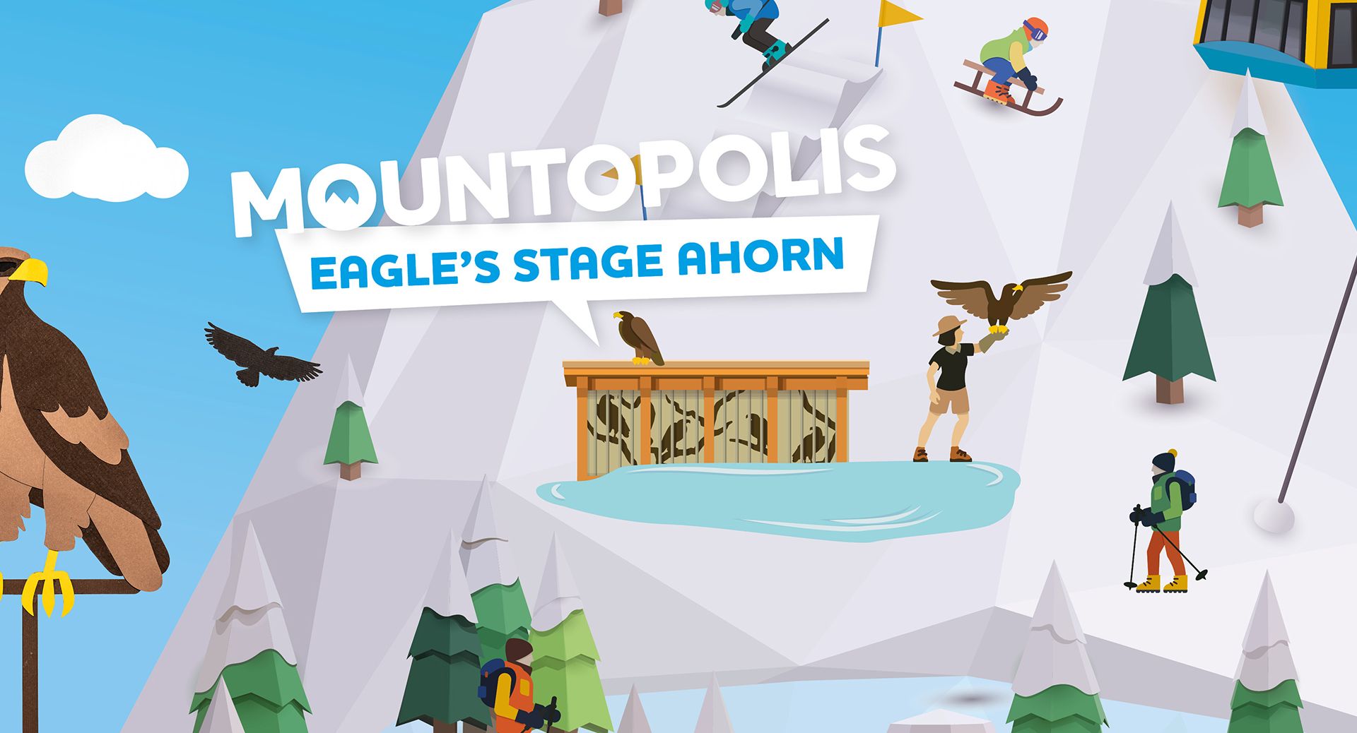 Graphic of the Mayrhofner Bergbahnen for the Eagle's Stage Ahorn in winter