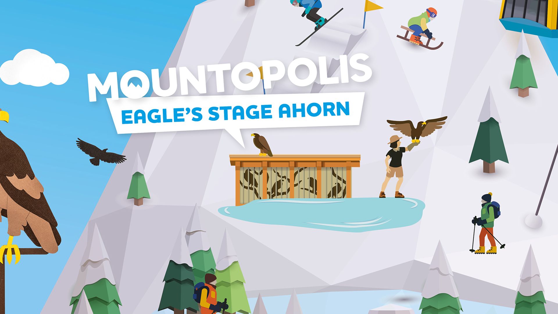 Graphic of the Mayrhofner Bergbahnen for the Eagle's Stage Ahorn in winter