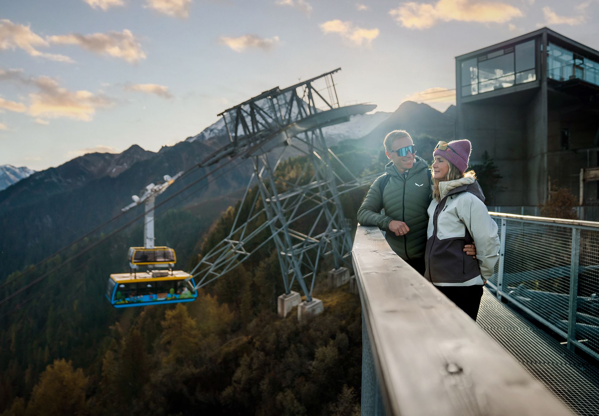 Couple on the GreifenBrücke Bridge on Mount Ahorn in Mayrhofen