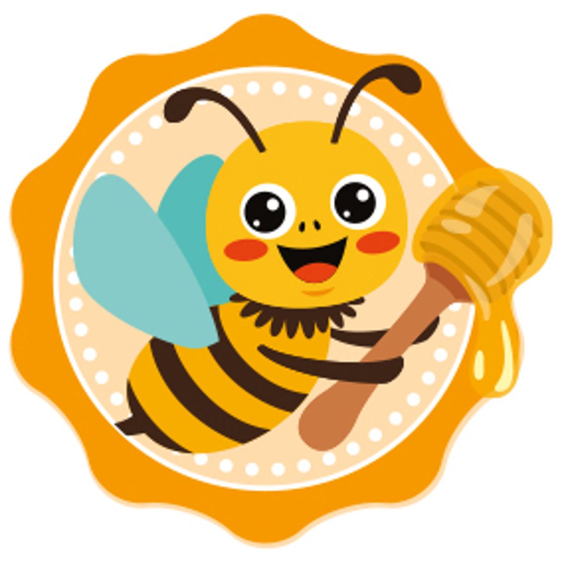 myBauernherbst Adventure 2026 Badge: Bienen-Sammelspaß in Mayrhofen Illustriertes Badge für das myBauernherbst Adventure 2026. Eine fröhliche Biene hält einen Honiglöffel mit flüssigem Honig in einem gelb-orangefarbenen Siegel-Rahmen vor weißem Hintergrund.