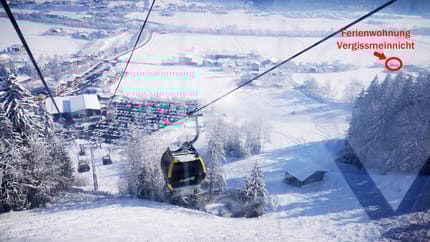 feratel-Vergissmeinnicht - Entfernung unseres Hauses zur Horbergbahn