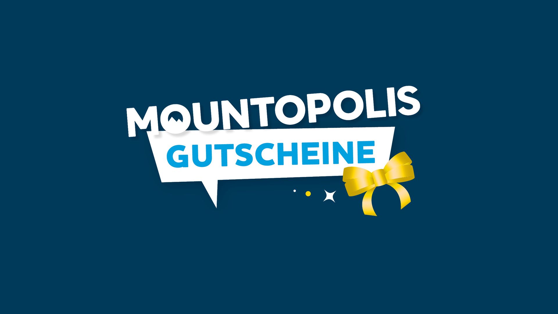 Blauer Hintergrund mit Mountopolis Schriftzug