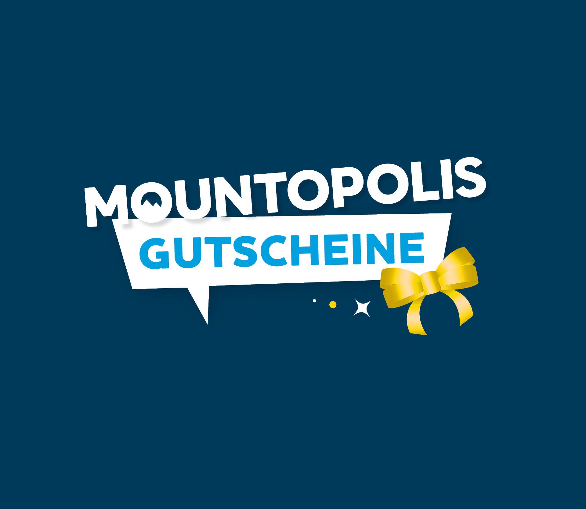 Blauer Hintergrund mit Mountopolis Schriftzug