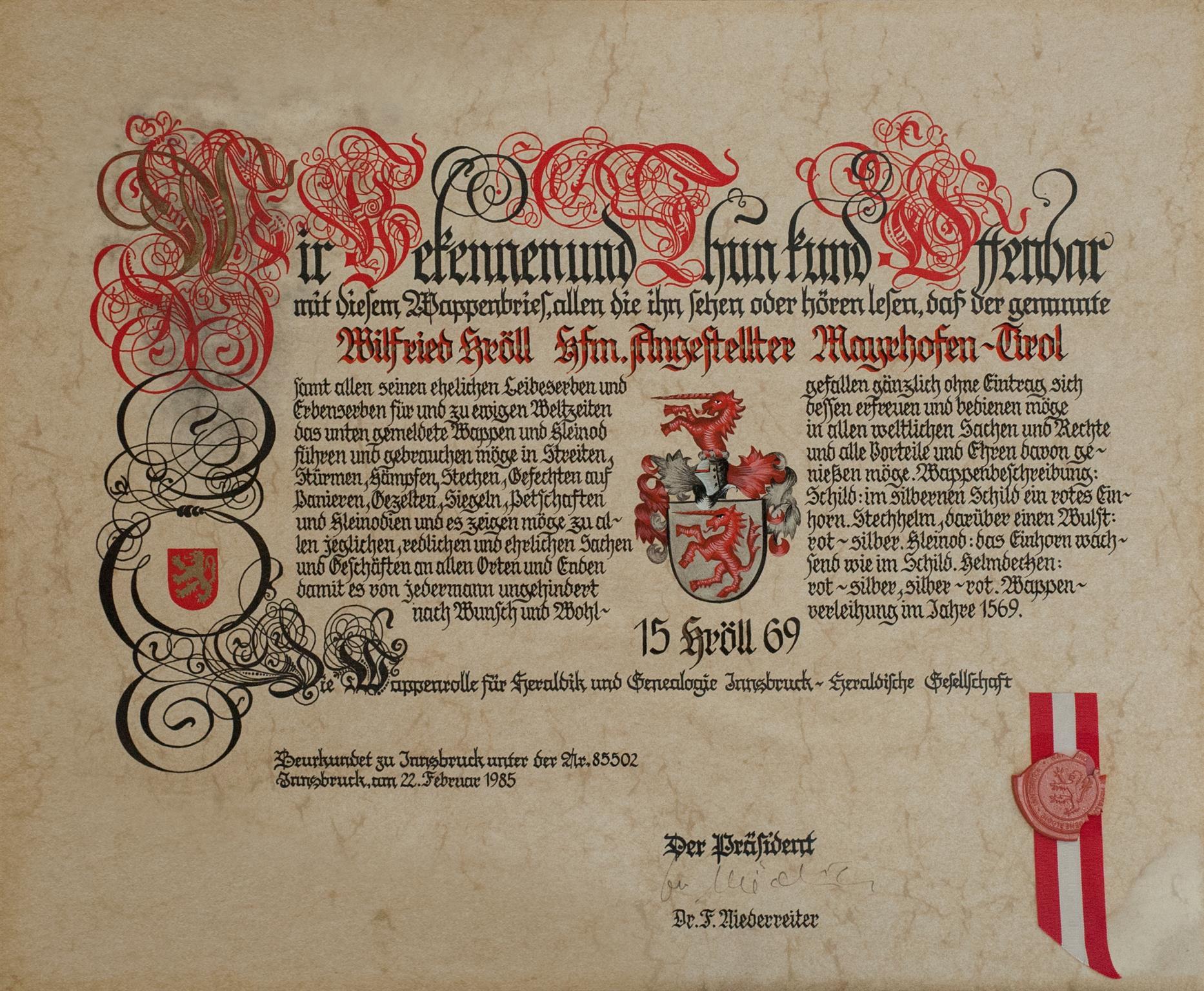 feratel-Appartements Viktoria - Wappenbrief