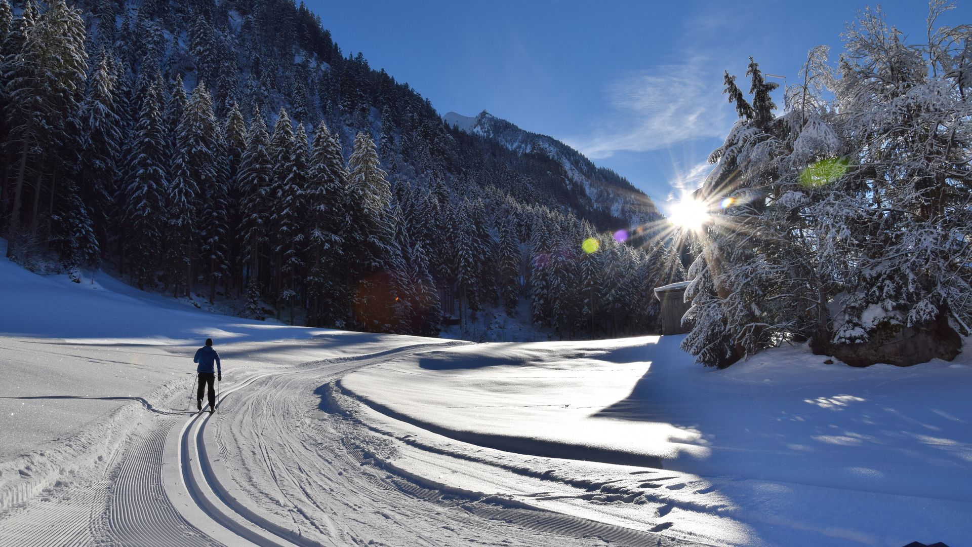 Cross country ski trail in Ginzling