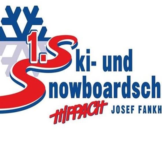 Logo of the 1st Ski and Snowboard School Hippach, Josef Fankhauser, with a stylized red "S" and snowflake.