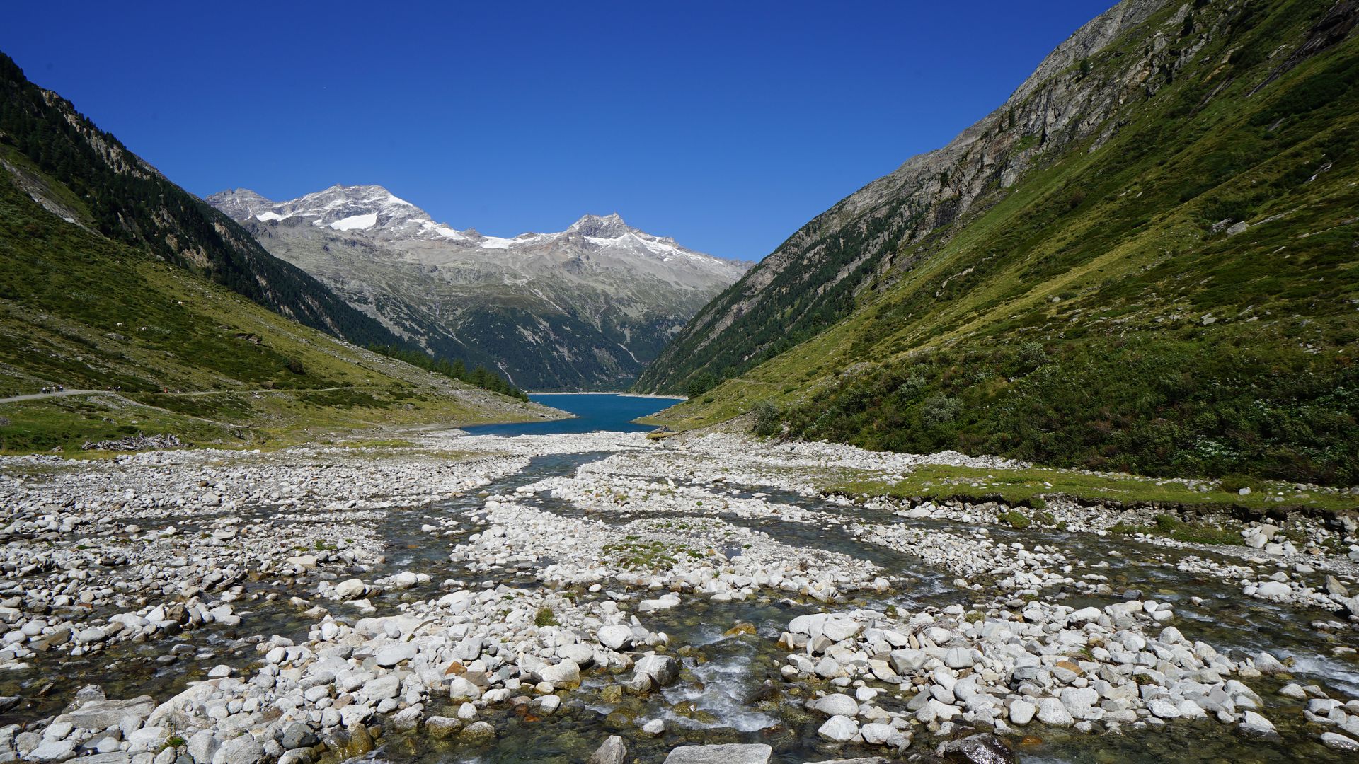 Blick auf die Berge im Naturpark Zillertaler Alpen