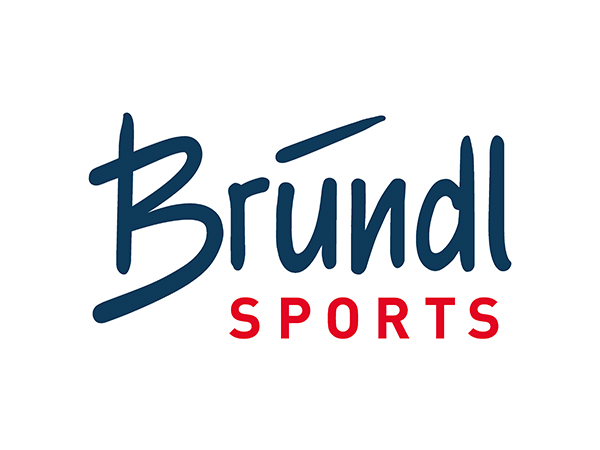 The logo of Bründl Sports features a white background. The text “Bründl Sports” is written in dark blue, with certain design elements or accents in red. The logo appears sporty, modern, and dynamic – fitting for an active lifestyle brand