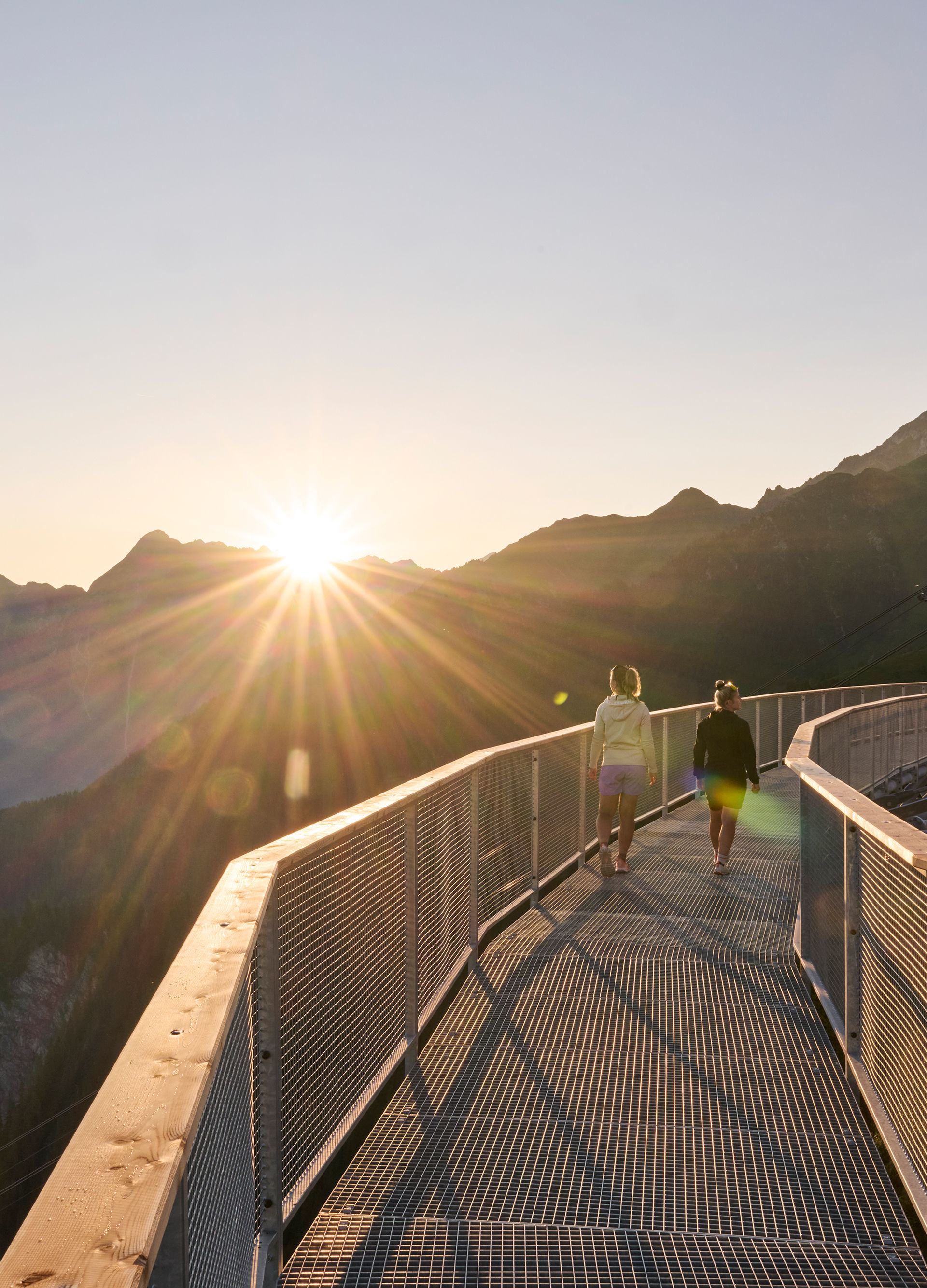 GreifenBrücke at sunrise high above Mayrhofen