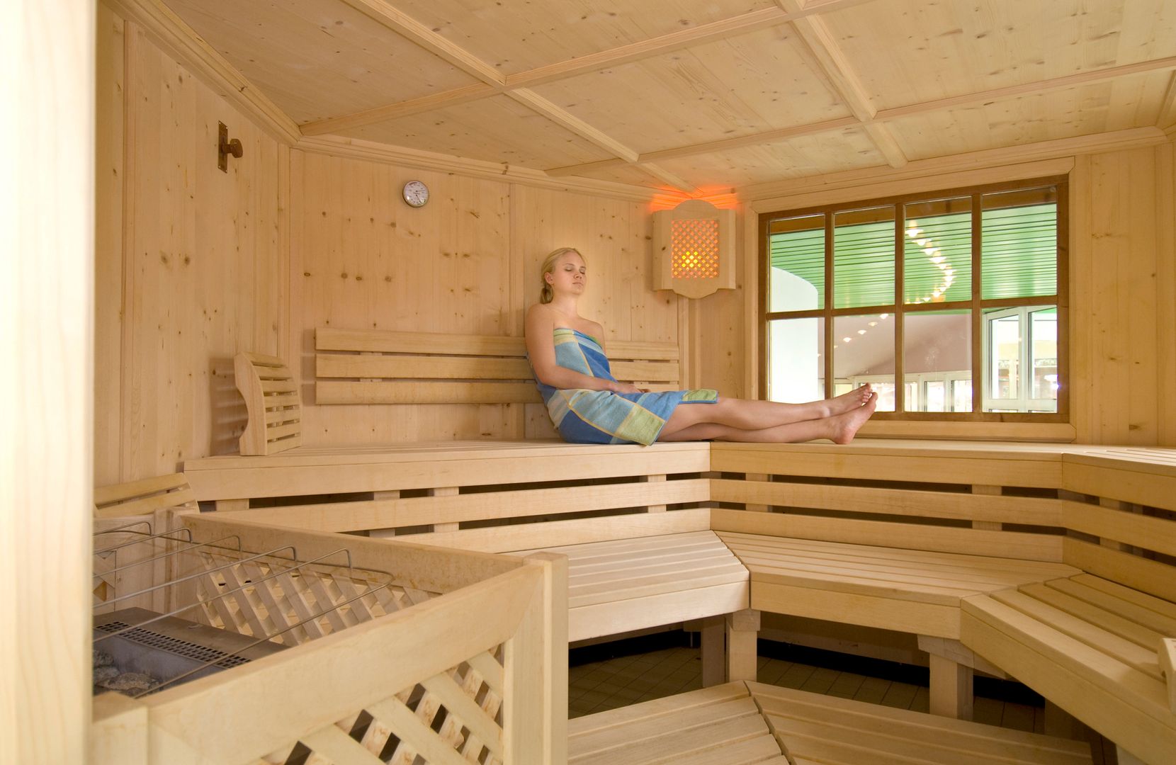 Relaxing in the Sauna in the adventure pool Mayrhofen