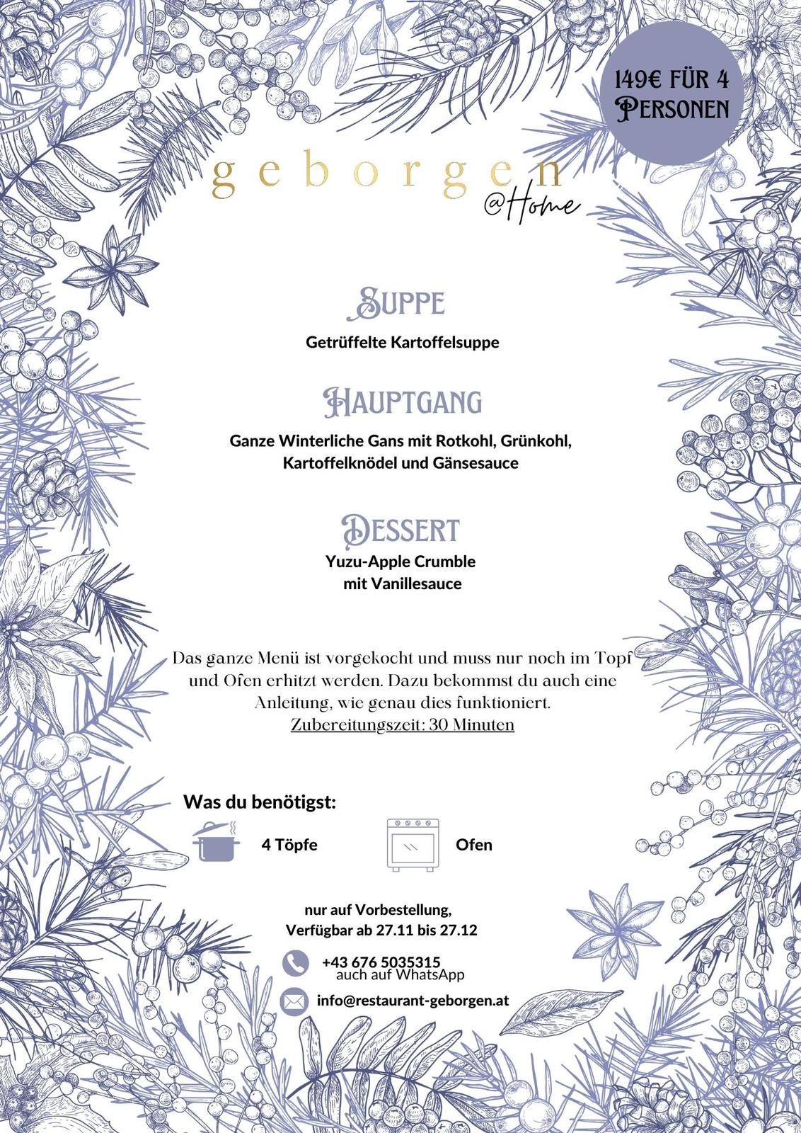 mys-Christmas menu to pick up at the restaurant Geborgen @Sieghard-Weihnachtsmenü Restaurant geborgen
