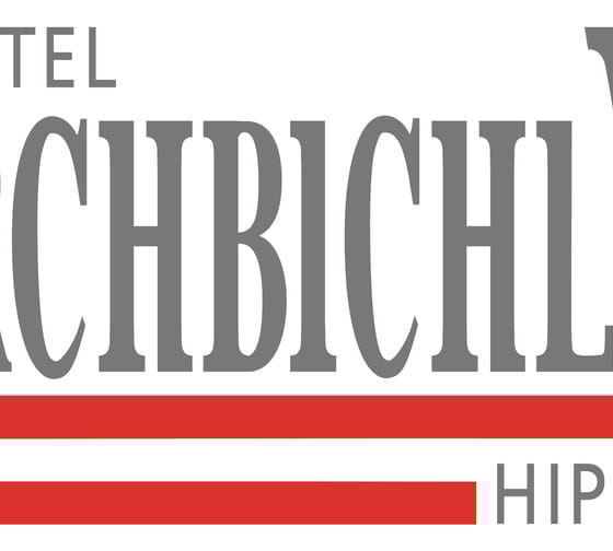 Das Bild zeigt das Logo des Hotel "Kirchbichlhof" in grauer Schrift mit roter Unterstreichung