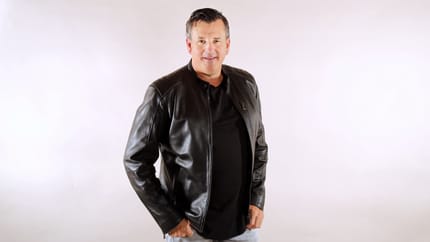 Marc Pircher in jeans and a leather jacket