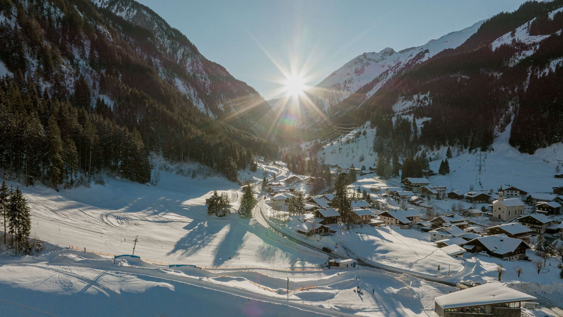 Ortssicht Ginzling im Winter