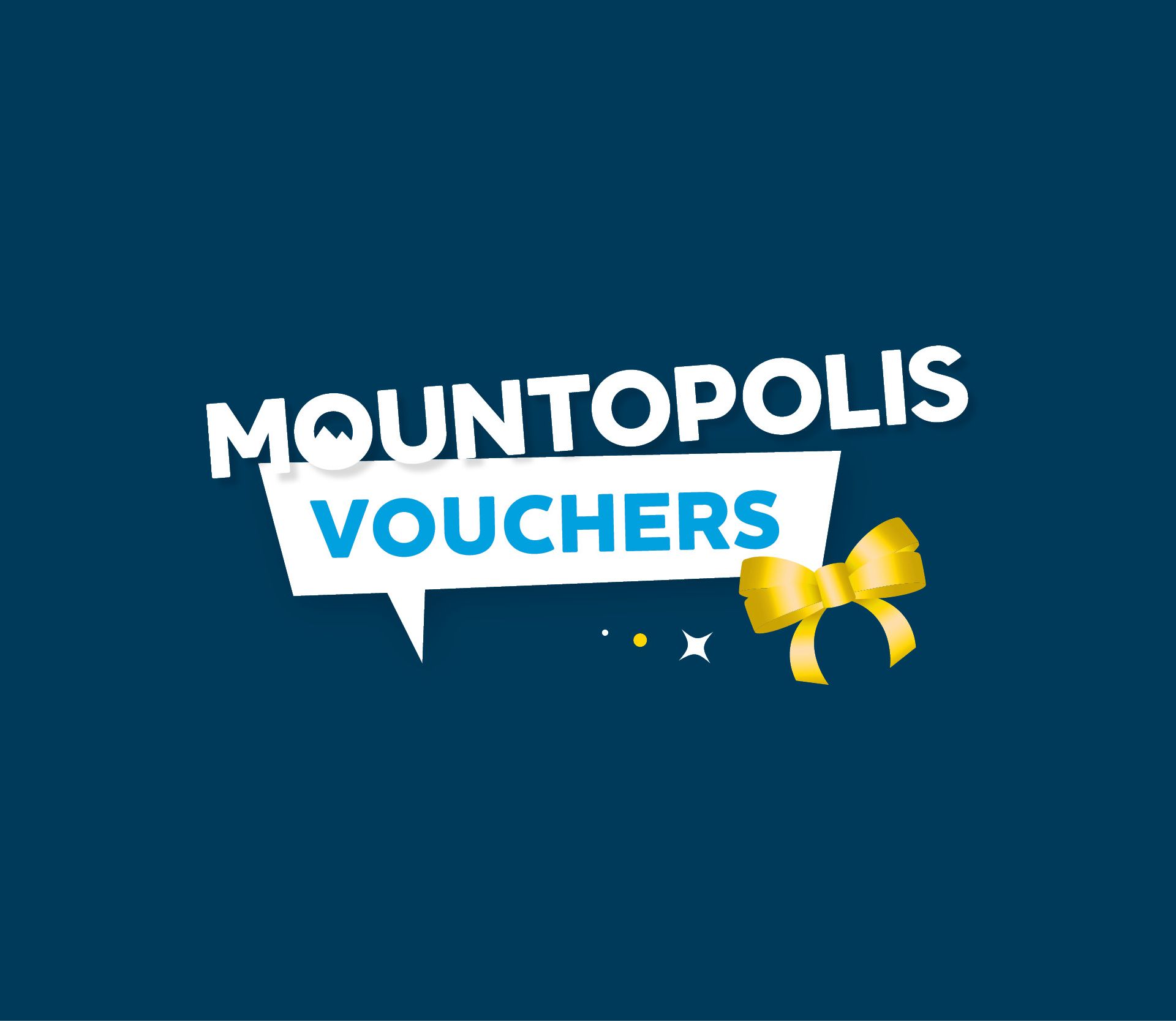 Blauer Hintergrund mit Mountopolis Schriftzug