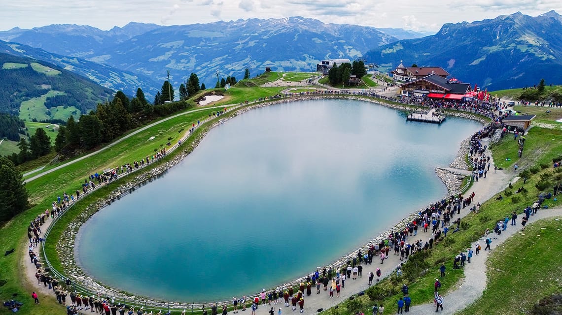 Lake on Mount Penken in Mayrhofen in Zillertal