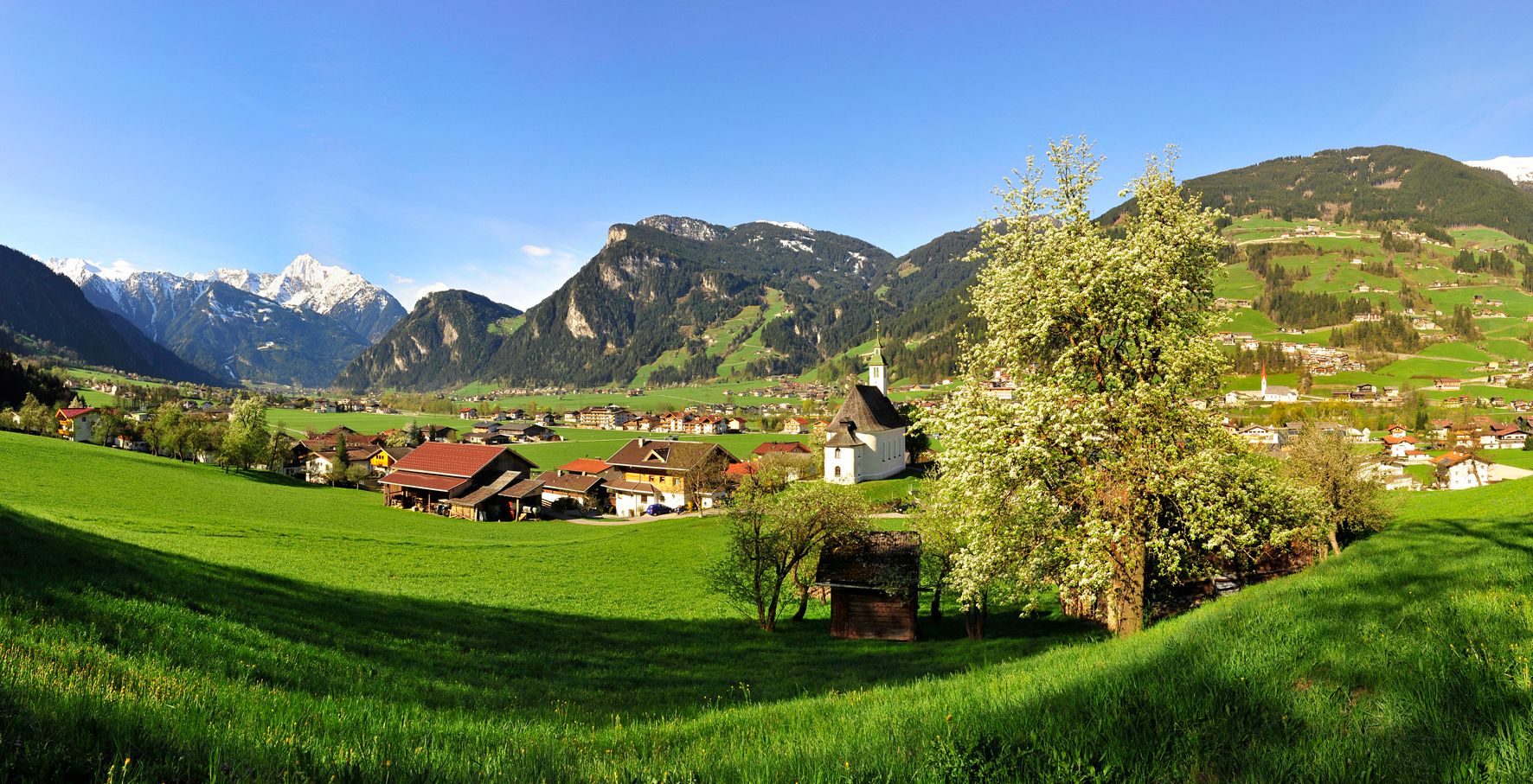 View of Ramsau in the Zillertal Valley