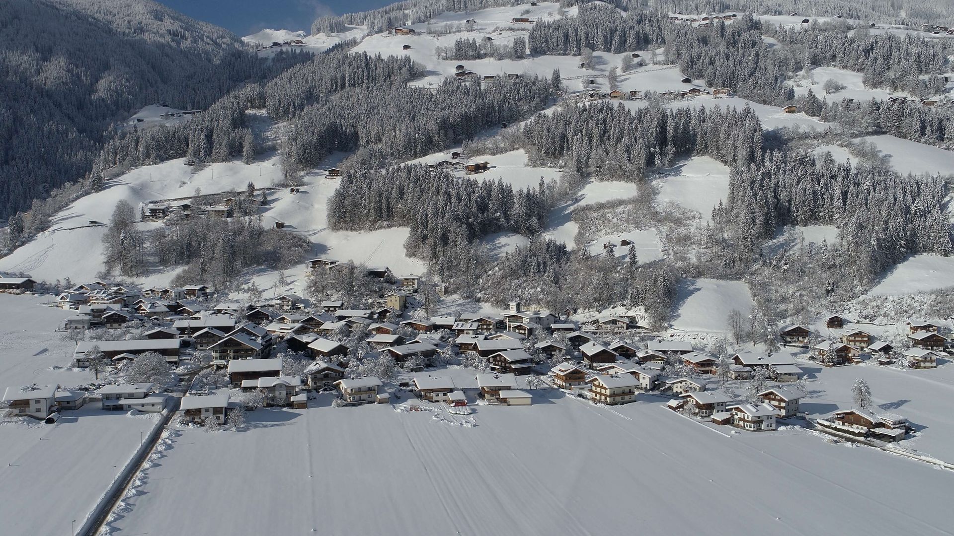 View of Schwendau in winter