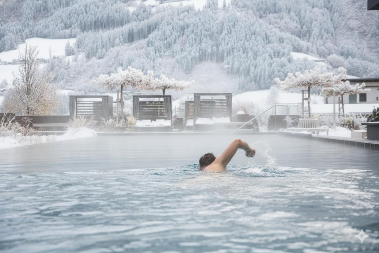 feratel-HELD - Hotel & SPA ****S - Outdoorpool_Schwimmer_Winter_KI