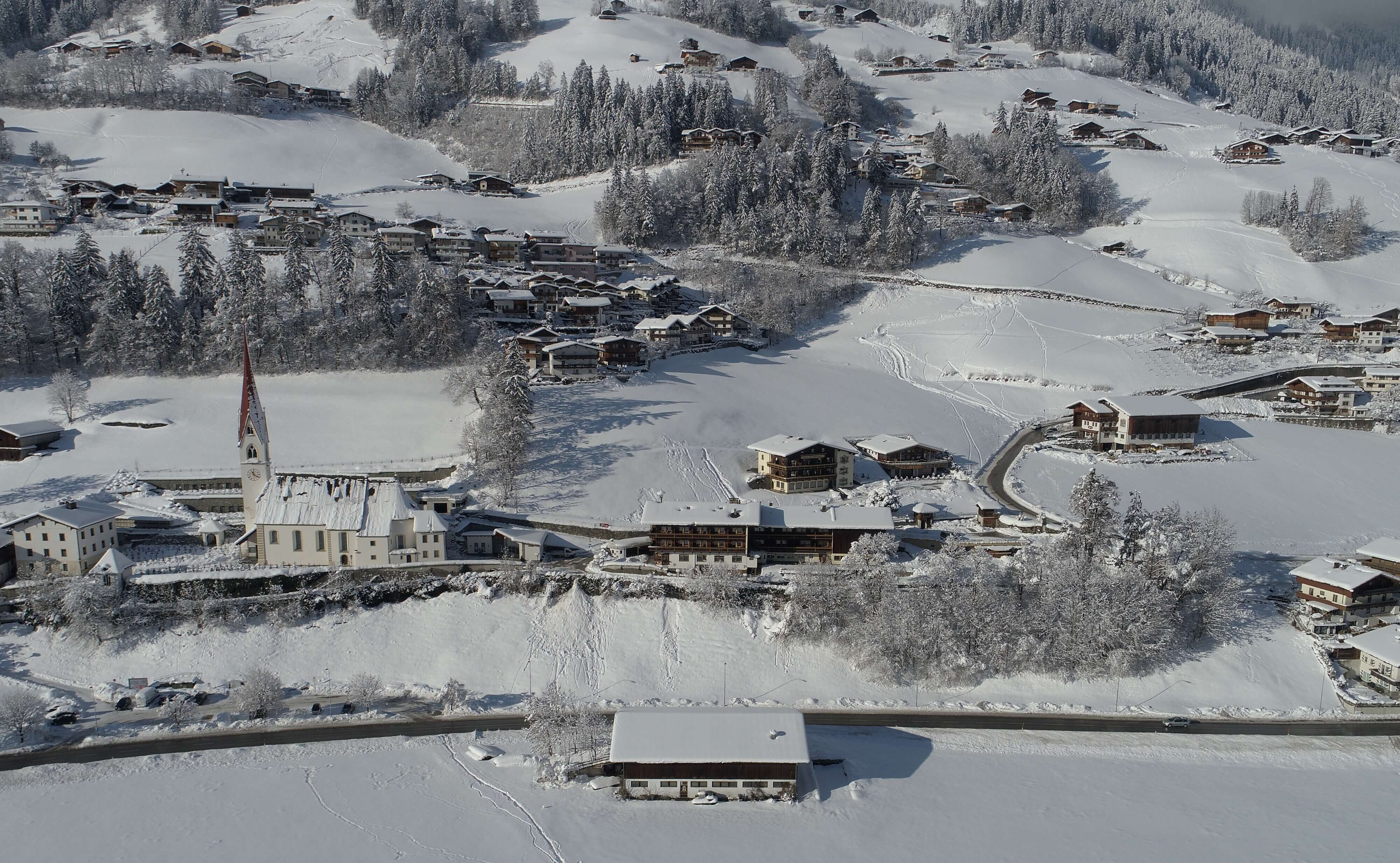 View of Hippach in the Zillertal Valley - summer