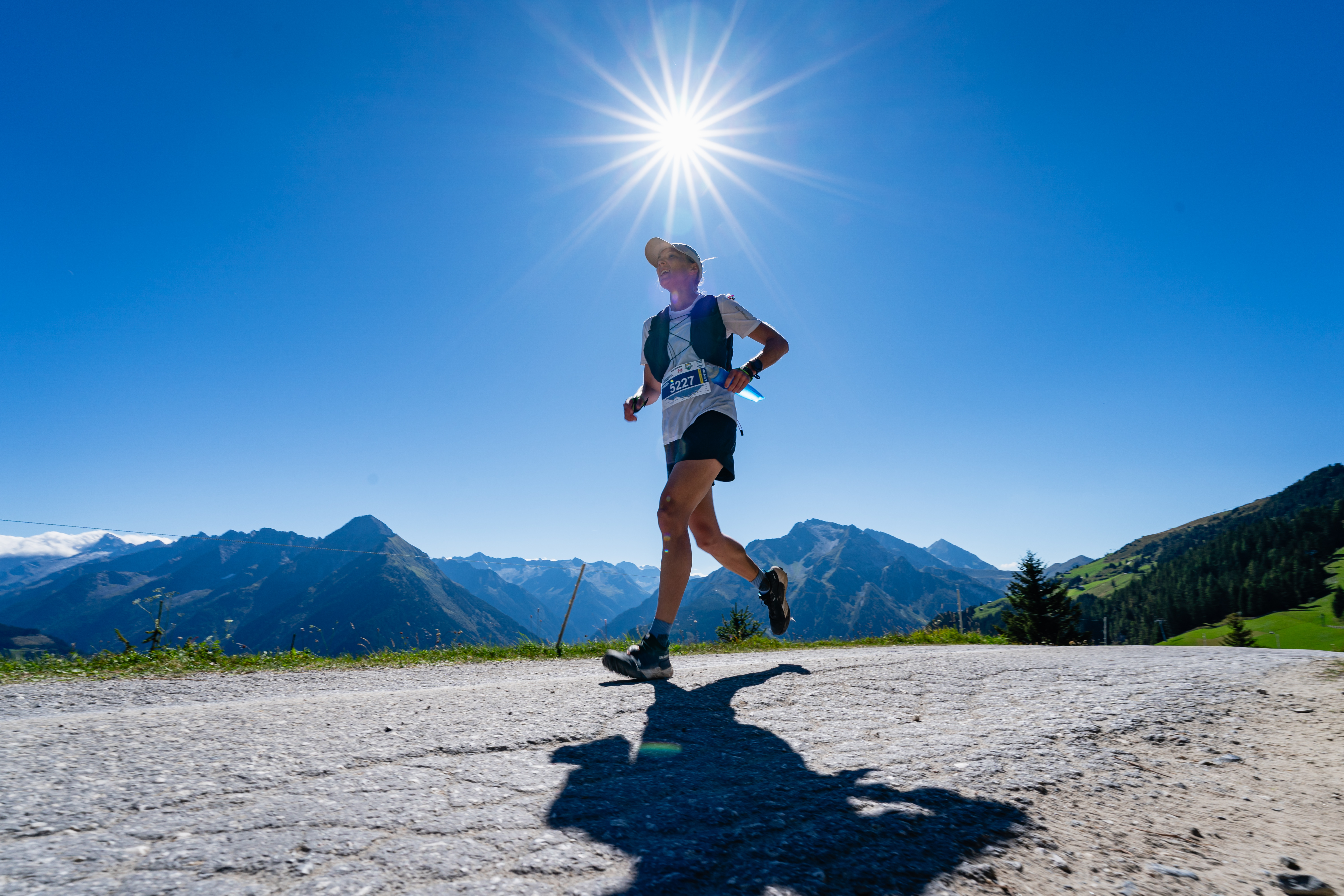 Runners on the street at the Ultraks mountain run in Mayrhofen in the Zillertal
