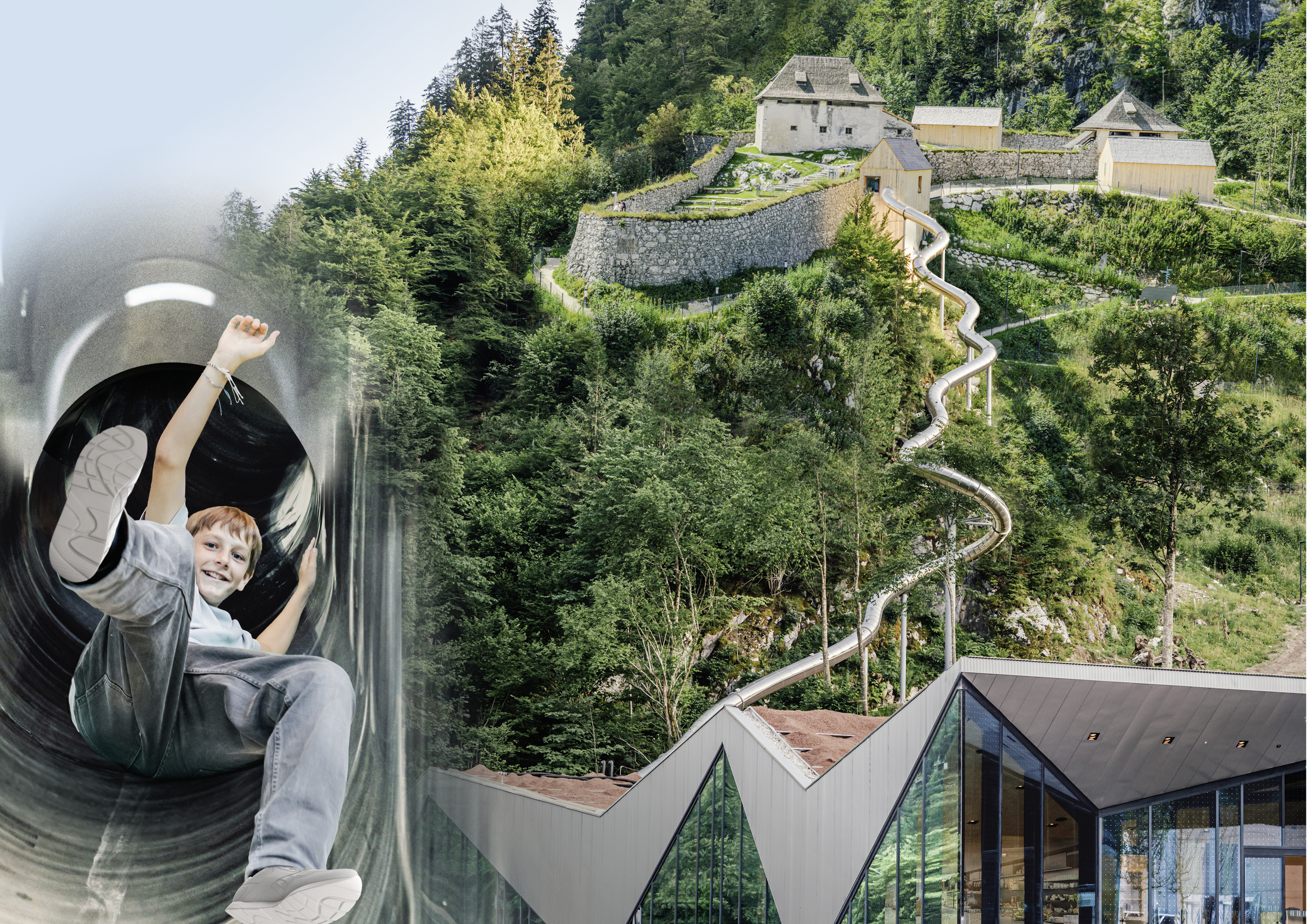 Key visual Fort Kniepass with slide and view of the castle