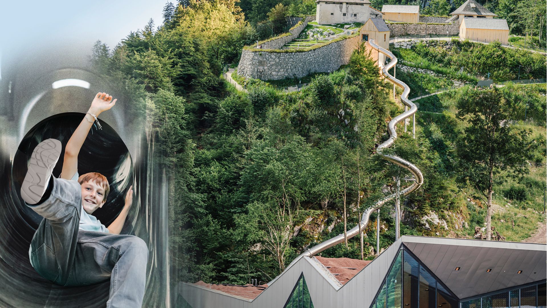 Key visual Fort Kniepass with slide and view of the castle
