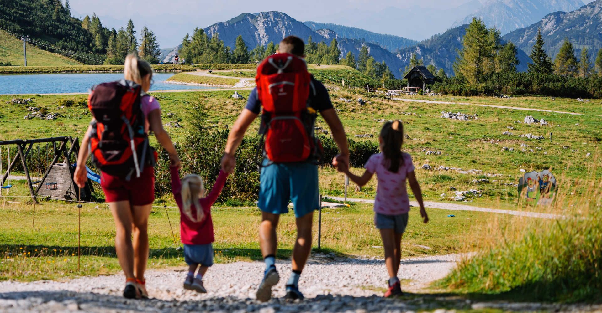 Family hike in Hinterstoder in summer