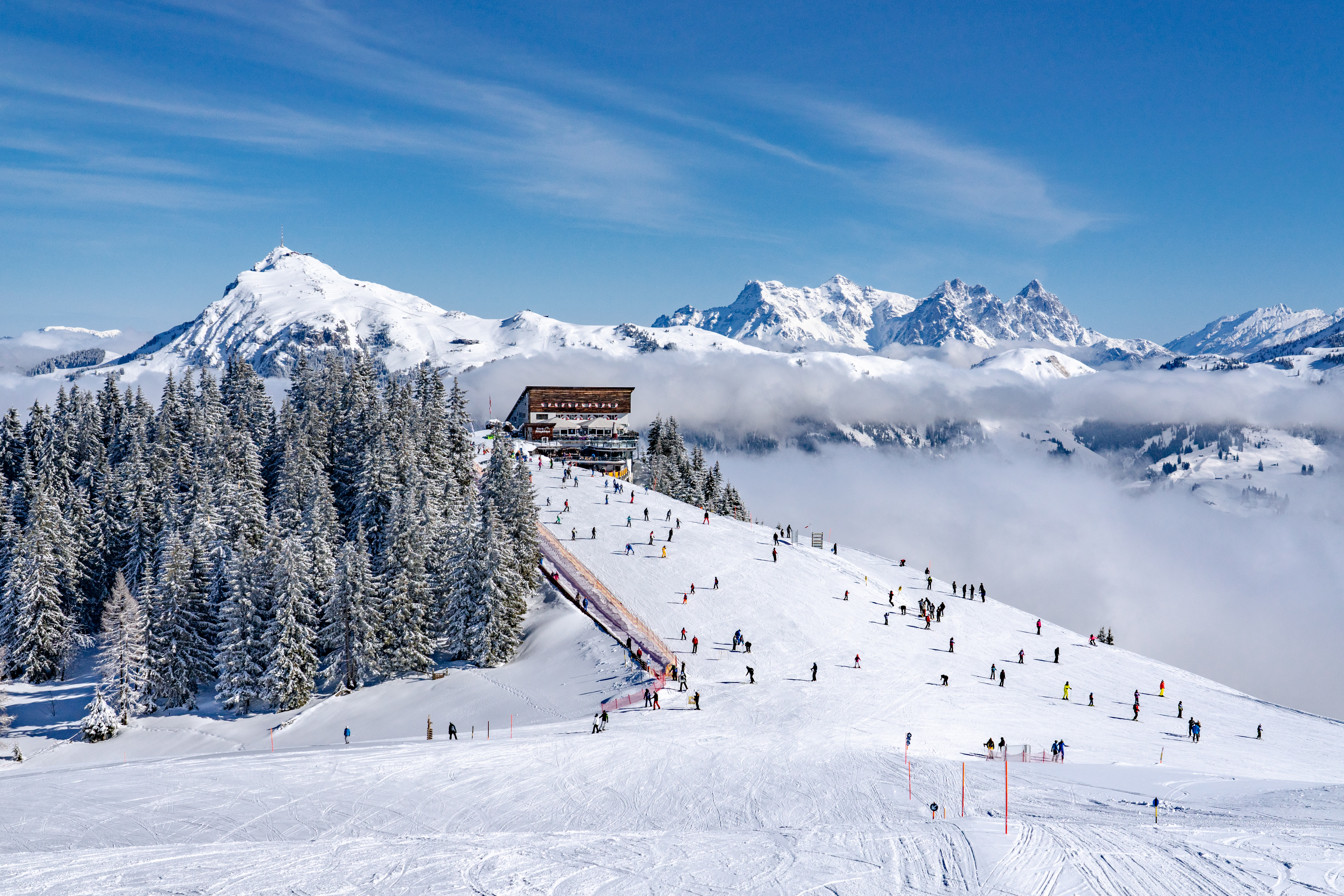 Landscape Hahnenkamm ski area Winter Panorama mountain station