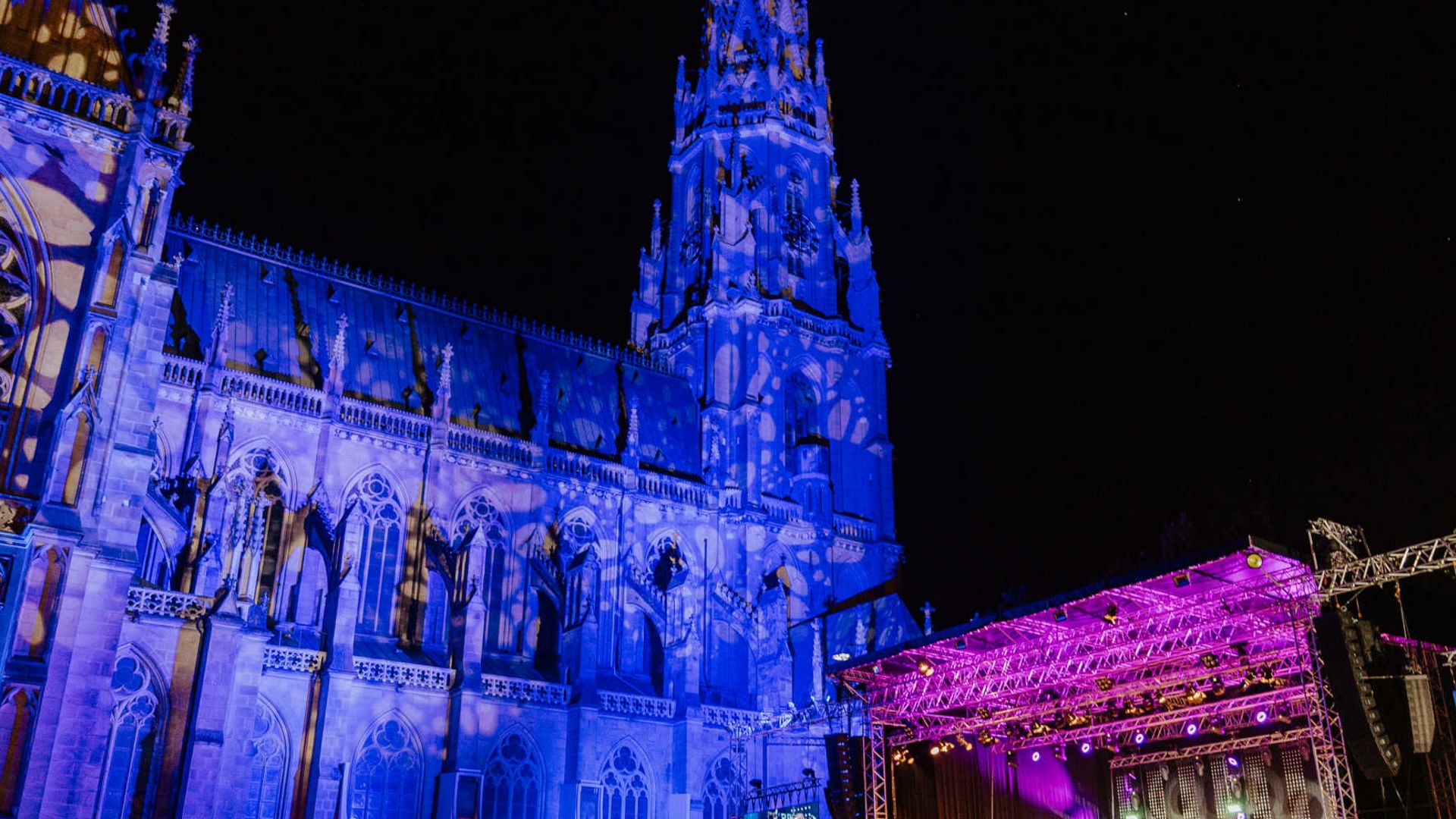 Classical music at the cathedral by night