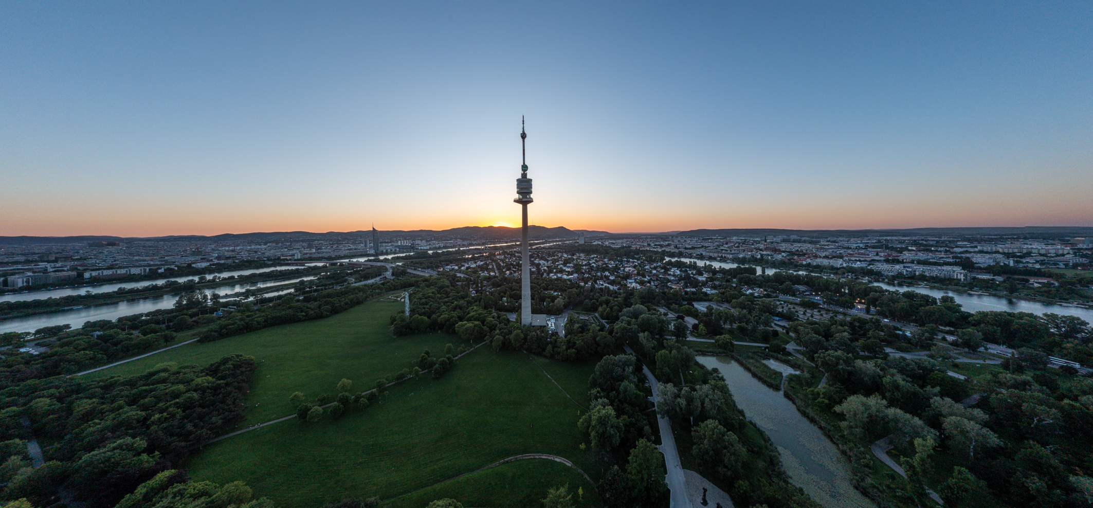Exterior view at sunset
