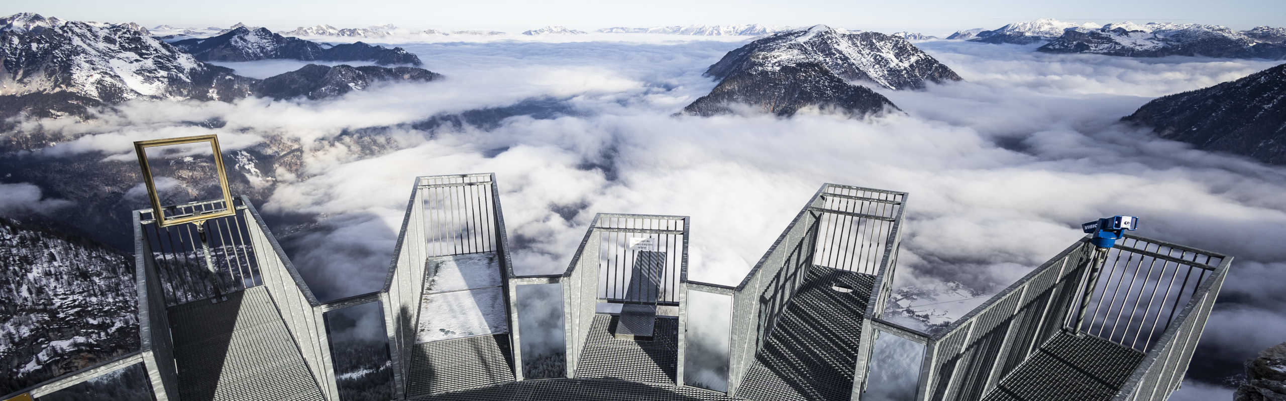 The 5fingers observation deck on the Dachstein Krippenstein, above the clouds in winter.