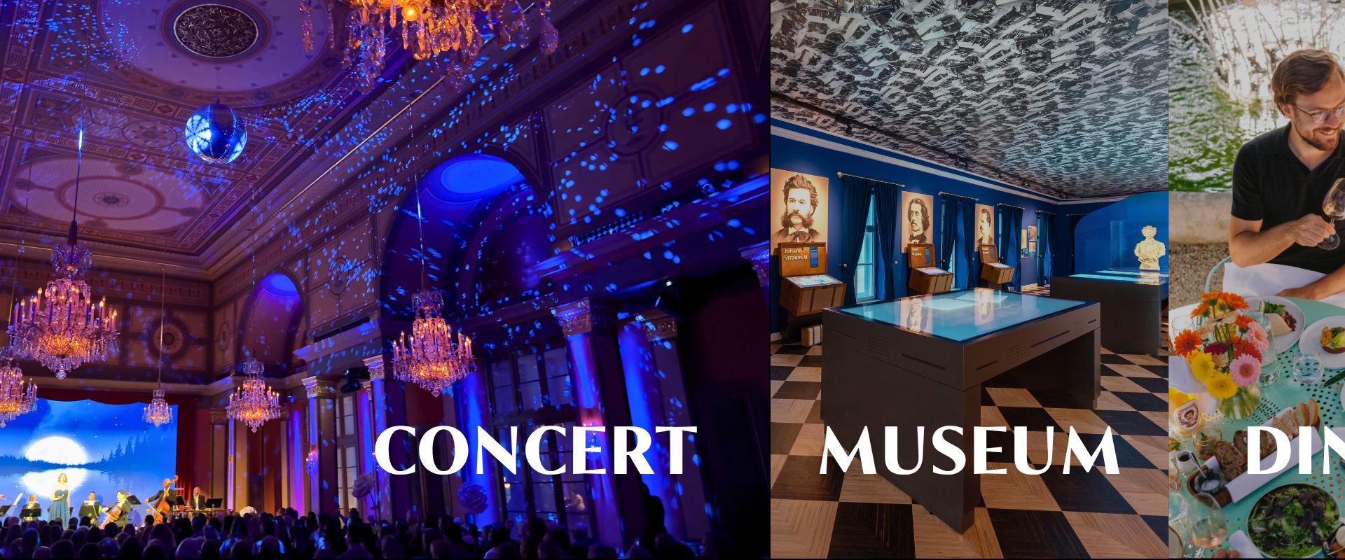 House of Strauss summary of 3 photos concert hall, museum and food view