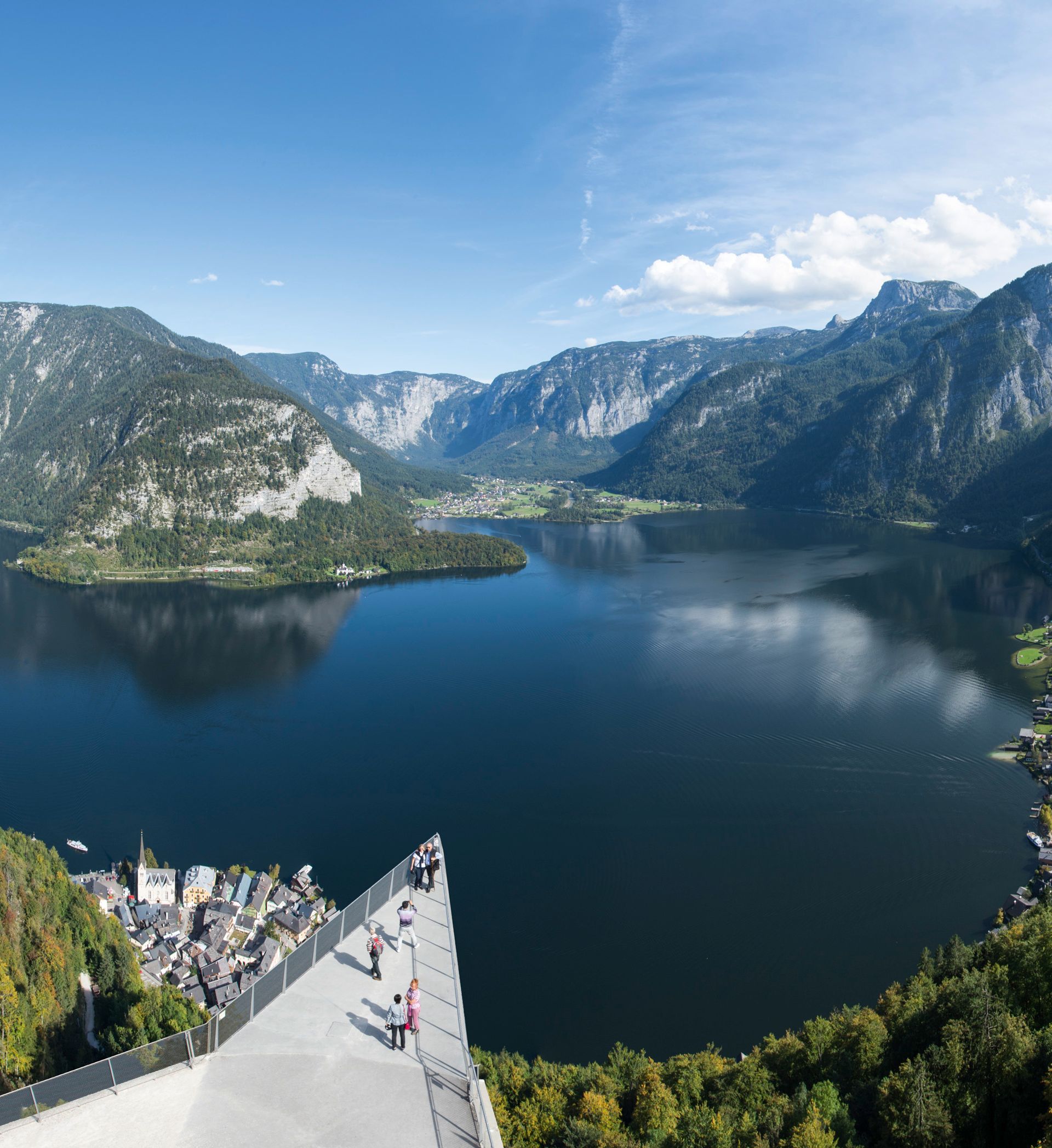 Skywalk with lake in summer