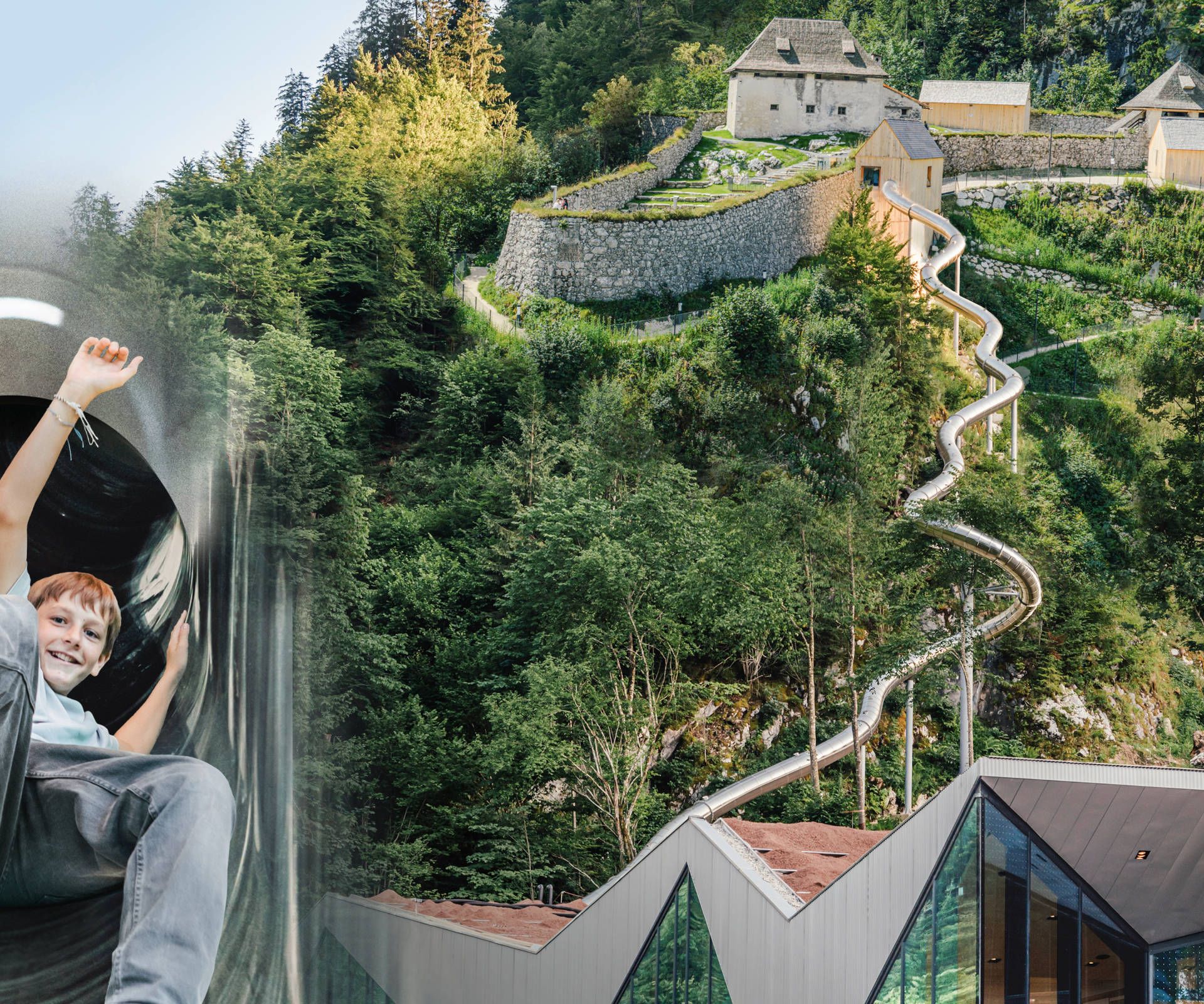 Key visual Fort Kniepass with slide and view of the castle