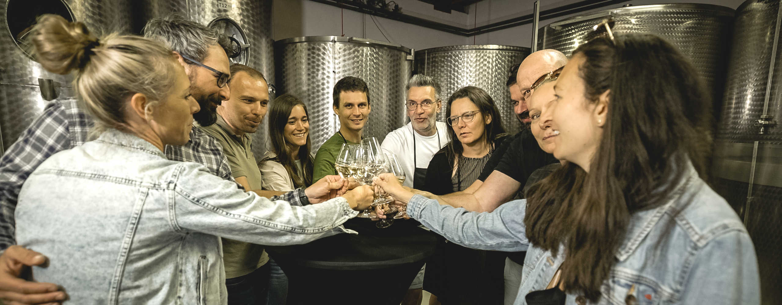 Tasting at the winery with several people