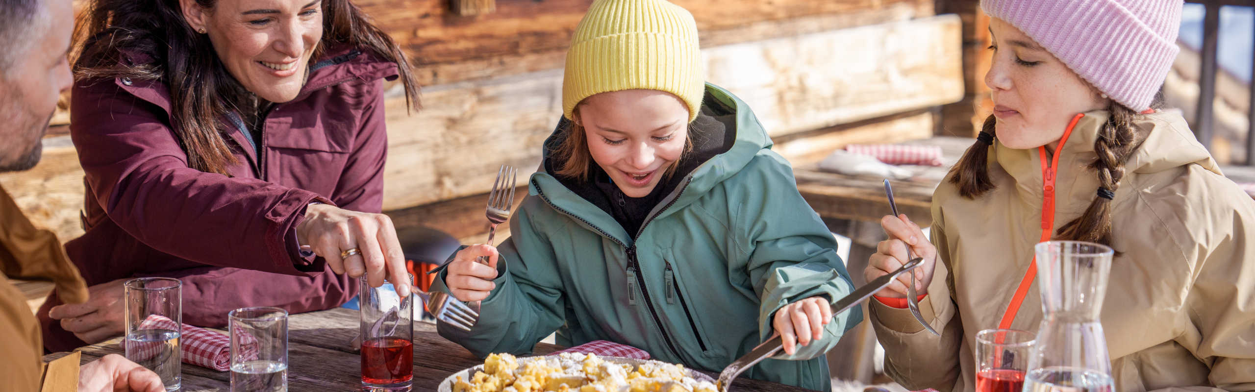 Family enjoys Kaiserschmarrn