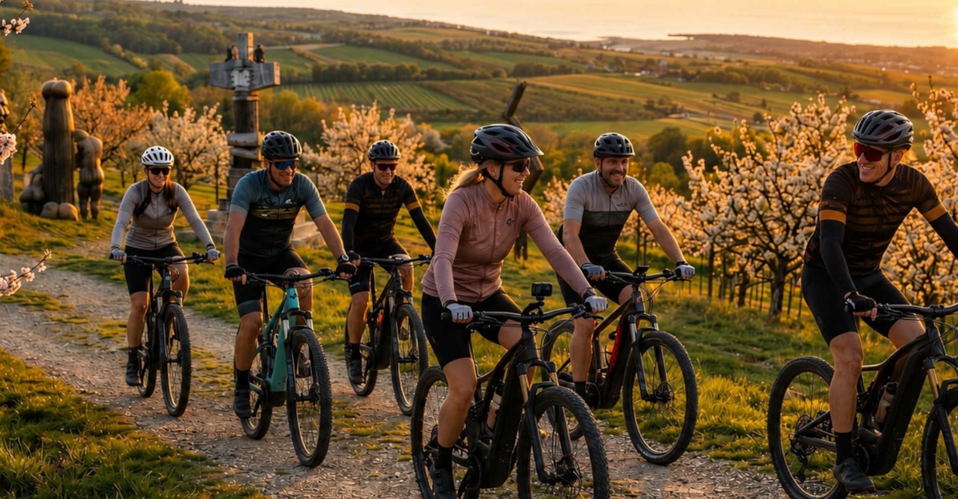 Group of people on e-bikes