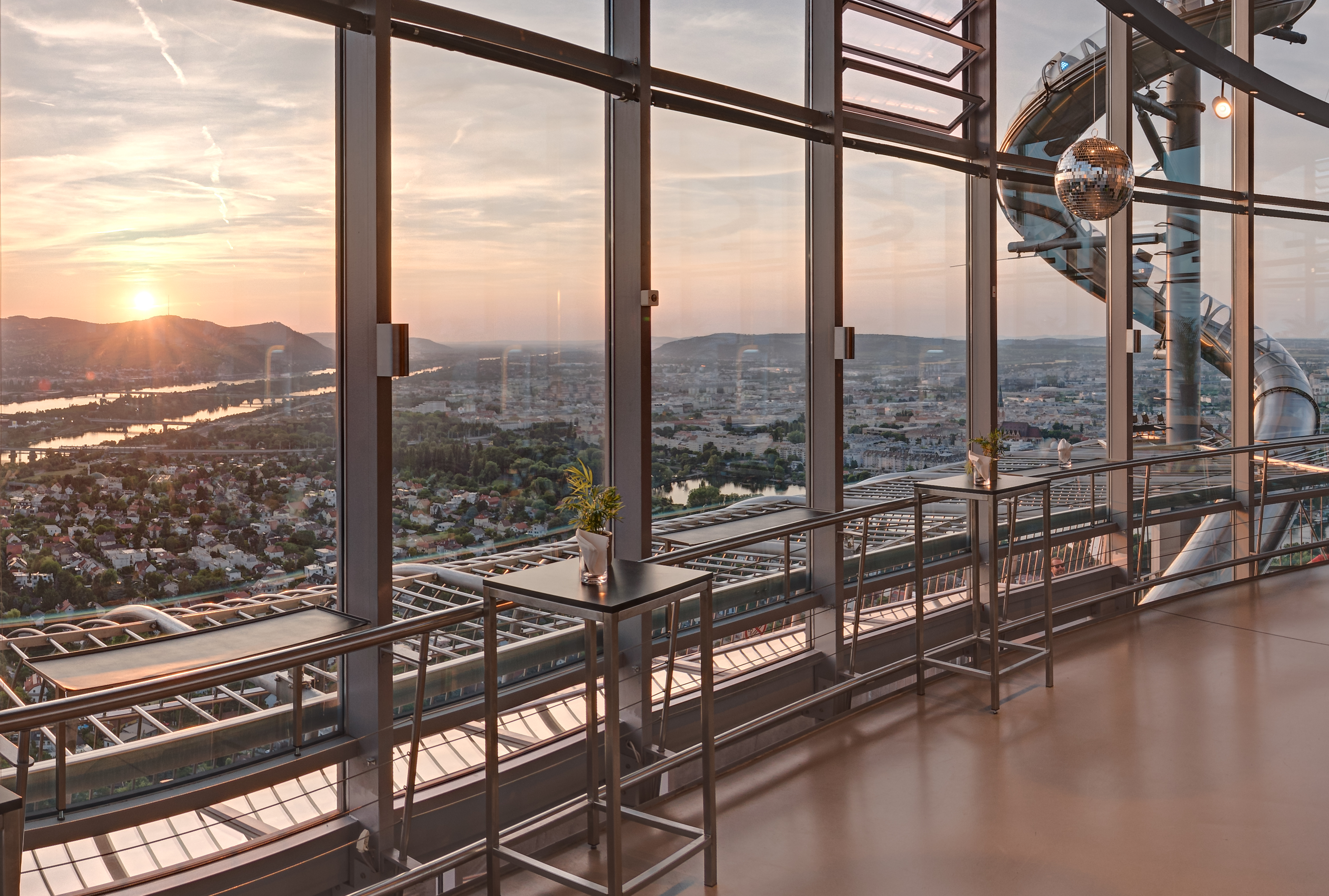 Interior terrace at sunset