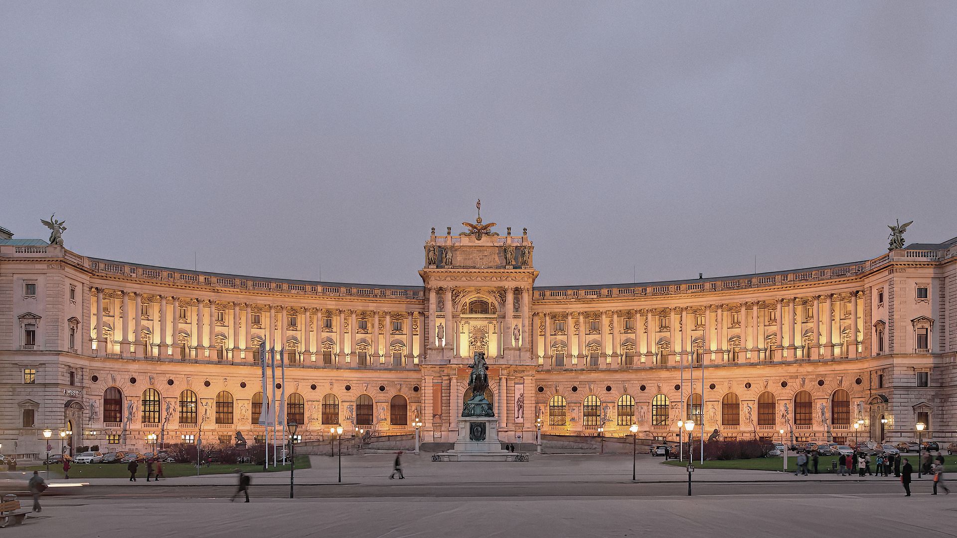 Exterior view of the Hofburg in the evening
