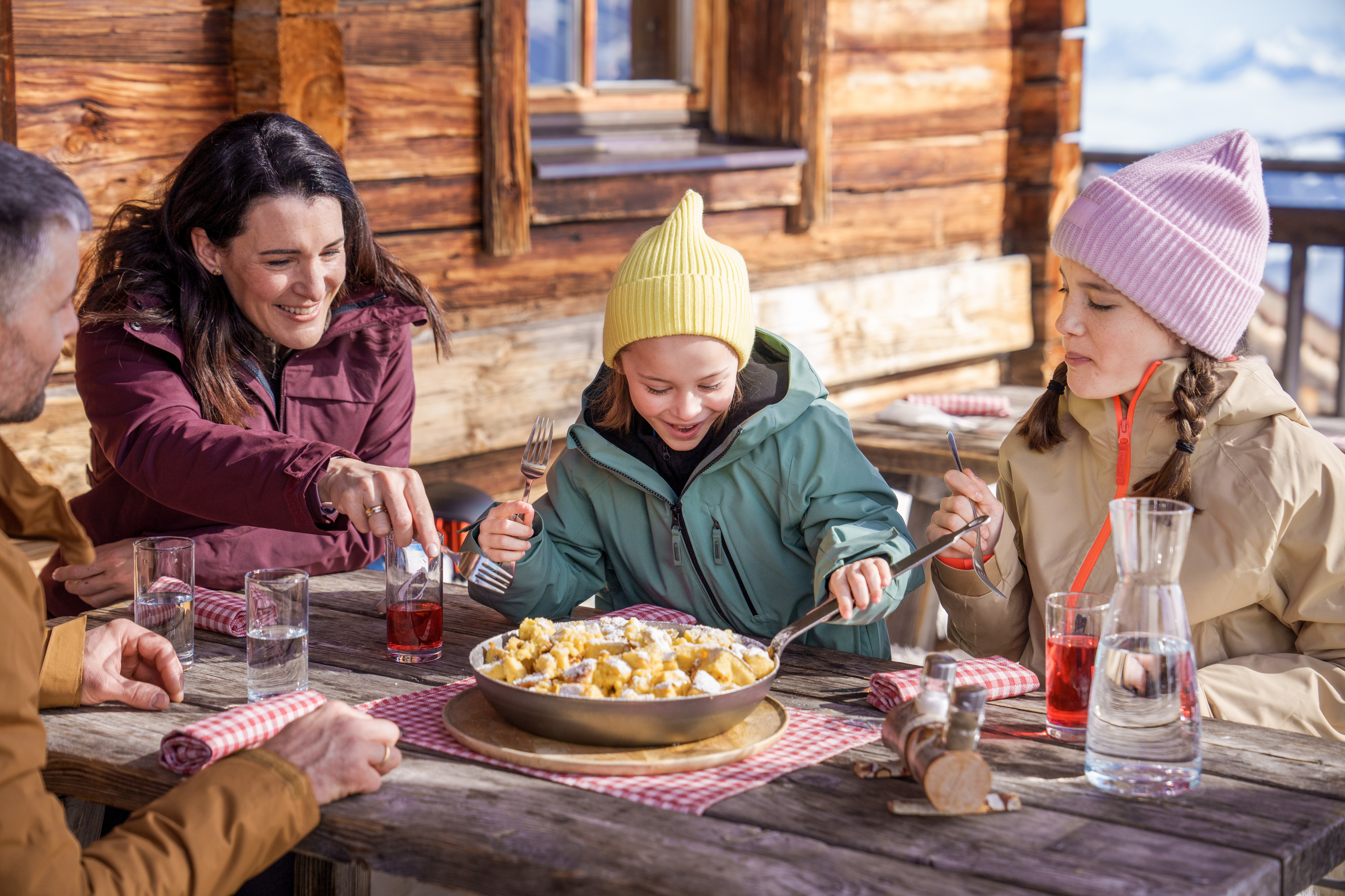 Family enjoys Kaiserschmarrn