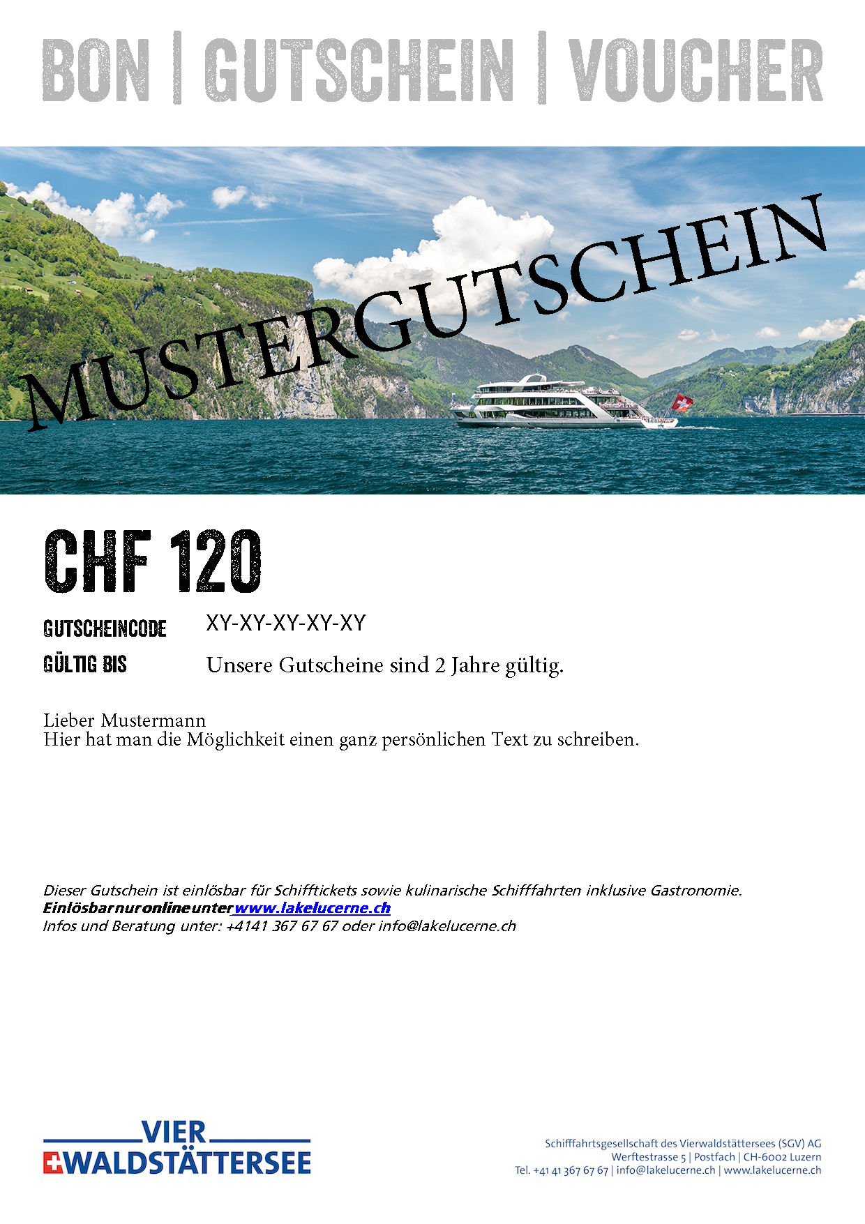 Sample voucher for the Lake Lucerne Navigation Company. Preview