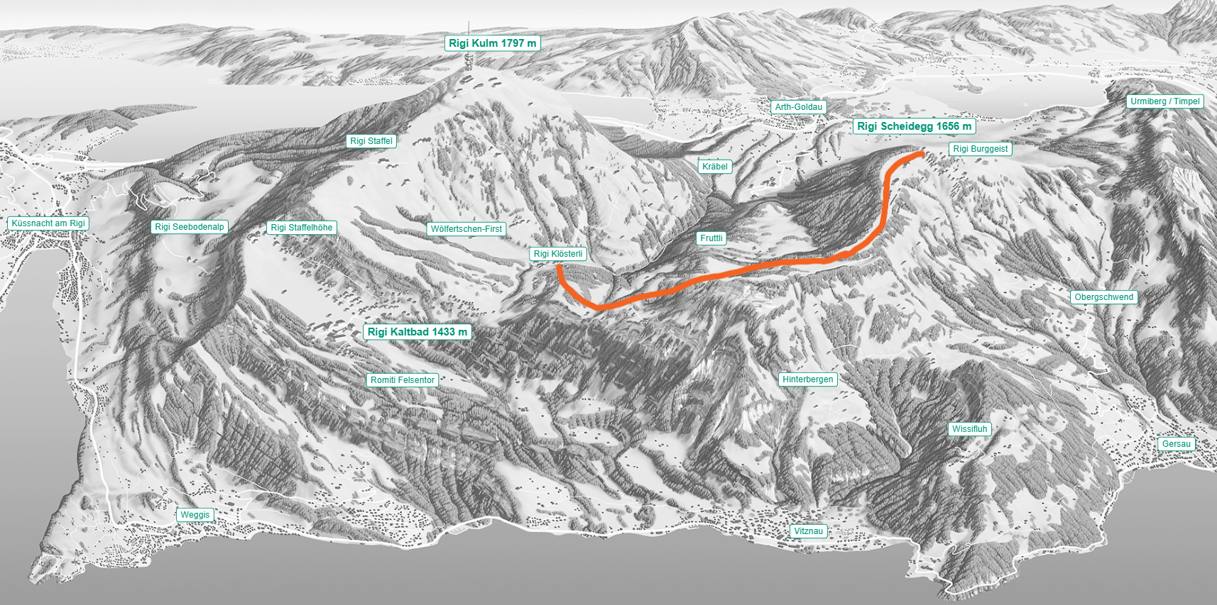 Rigi Wanderticket Dossen Winter