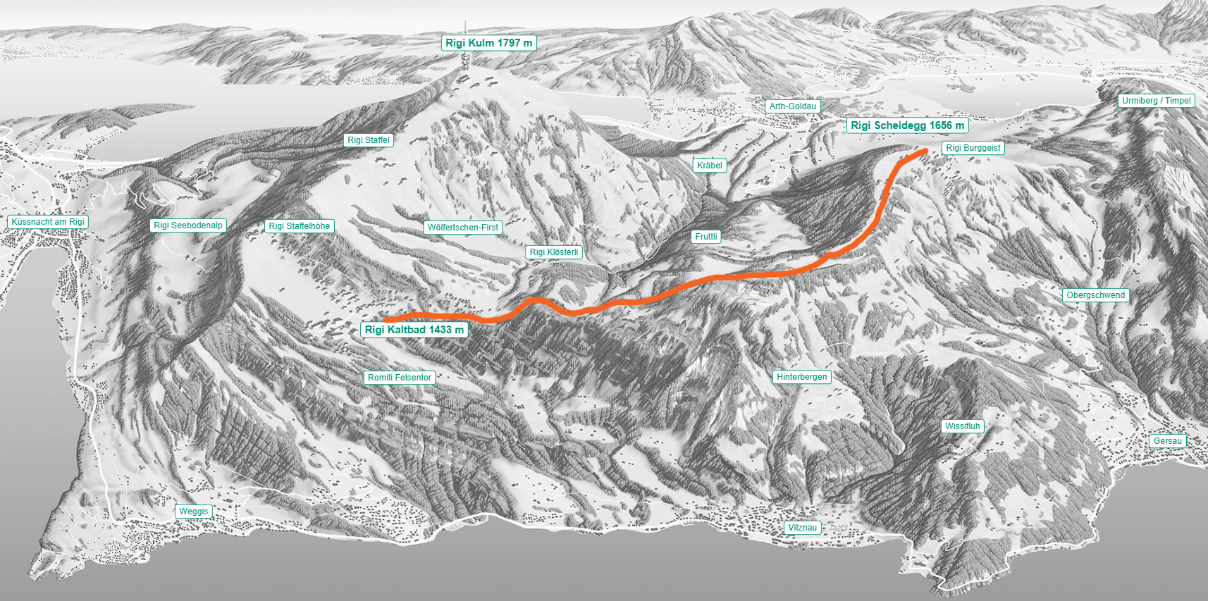 Rigi Wanderticket Panoramaweg Winter